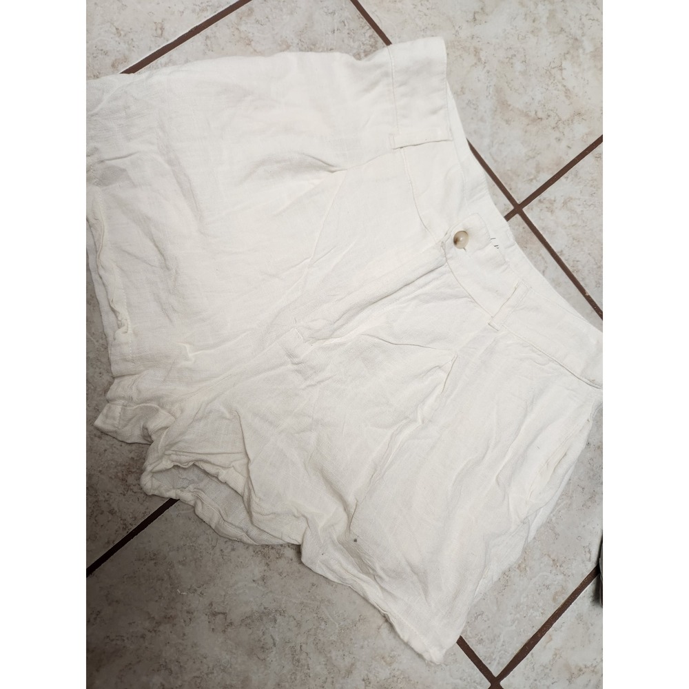 Girl and the Sun‎ Cream Linen Blend High Waisted Shorts Off White Womens M